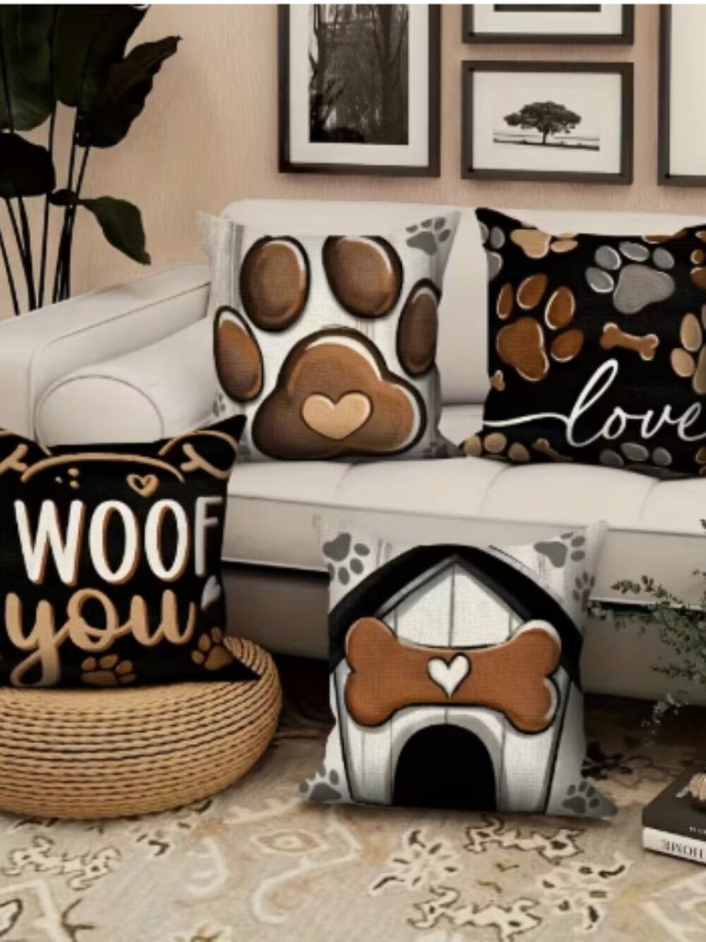 Set of 4 Large Paw/Pet Pillow Cases